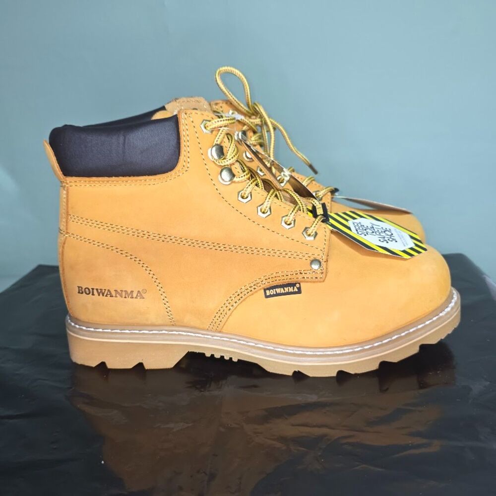 BOIWANMA Steel Toe Work Boot Men's Size: 8.5 M